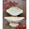 Bát gà, Đĩa thuyền, Đĩa đựng trái cây - Gốm sứ cao cấp Bát Tràng loại 1, quà tặng, men kem, vẽ tay, giá 112.500 VND 5