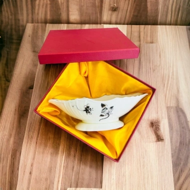 Bát gà, Đĩa thuyền, Đĩa đựng trái cây - Gốm sứ cao cấp Bát Tràng loại 1, quà tặng, men kem, vẽ tay, giá 112.500 VND 9