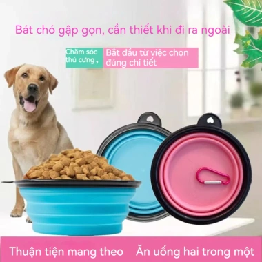 Bát gấp cho chó mèo Di động, khóa lớn, bát nước và ăn du lịch ngoài trời 2