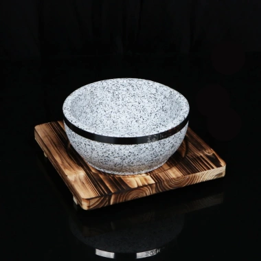 Bát giữ nhiệt SANCONG đá thố Hàn Quốc, kèm đế gỗ, thố đá tiện dụng - Giá chỉ 70.438₫