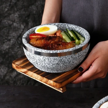 Bát giữ nhiệt SANCONG đá thố Hàn Quốc, kèm đế gỗ, thố đá tiện dụng - Giá chỉ 70.438₫ 4 Bát giữ nhiệt SANCONG đá thố Hàn Quốc, kèm đế gỗ, thố đá tiện dụng - Giá chỉ 70.438₫ 4