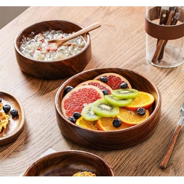 Bát gỗ nguyên khối LEOTA - Đĩa salad xếp chồng, khay sushi đa năng, giá ưu đãi 221.760₫