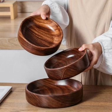 Bát Gỗ SUTONGXUE - Đĩa Salad Xếp Chồng, Bề Mặt Tròn Mịn, Chắc, Ăn Nhẹ, 222.530đ
