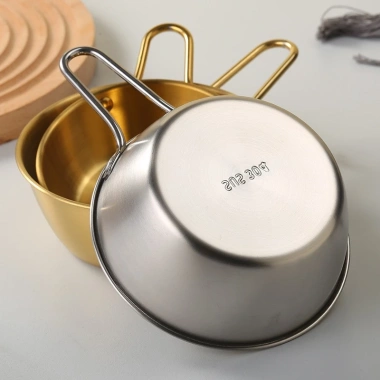 Bát inox 304 Hàn Quốc đa năng, tay cầm vàng bạc, chén rượu cao cấp - Giá 33.750₫