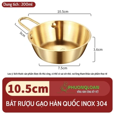 Bát inox 304 Hàn Quốc đa năng, tay cầm vàng bạc, chén rượu cao cấp - Giá 33.750₫