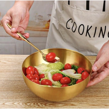 Bát Inox Đựng Salad và Tô Mỳ Lạnh - Chén Inox Màu Vàng Sang Trọng, Giá 78.000₫