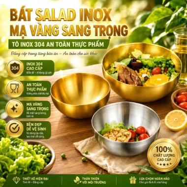 Bát Inox Đựng & Tô Mỳ Lạnh Hàn Quốc - Chén Inox Ăn Cơm Trộn Bột Mạ Vàng Bạc, Giá Siêu Tiết Kiệm 23.042₫