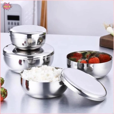 Bát inox Hàn Quốc N & X lớn có nắp, chống bỏng, an toàn cho trẻ em, giá ưu đãi 67.540₫