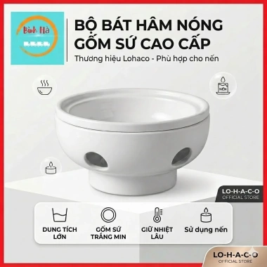 Bát nến hâm nóng thức ăn gốm sứ Long Hầu Lohaco dày, video kèm ảnh thật, 190.000 VNĐ