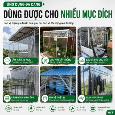 Bạt nhựa trong suốt PVC che mưa, chống nắng bền cho mái hiên, sân vườn - 154.077₫ 3