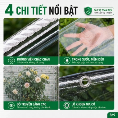 Bạt nhựa trong suốt PVC che mưa, chống nắng bền cho mái hiên, sân vườn - 154.077₫ 5