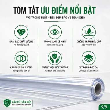 Bạt nhựa trong suốt PVC che mưa, chống nắng bền cho mái hiên, sân vườn - 154.077₫ 6