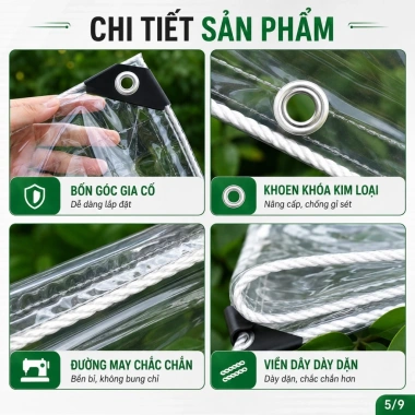 Bạt nhựa trong suốt PVC che mưa, chống nắng bền cho mái hiên, sân vườn - 154.077₫ 7