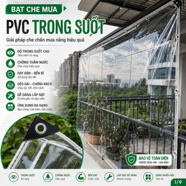 Bạt nhựa trong suốt PVC che mưa, chống nắng bền cho mái hiên, sân vườn - 154.077₫ 8