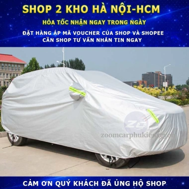 Bạt phủ ô tô vải dù Oxford 3 lớp tráng bạc - Chống nắng mưa, bảo vệ 4-7 chỗ, giá chỉ 409.699₫ 9