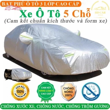 Bạt phủ xe ô tô 5 chỗ 3 lớp ép nhiệt tráng nhôm – Chống nắng, mưa, cháy, giá 299.000₫ 10