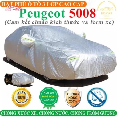 Bạt Phủ Xe Ô Tô PEUGEOT 5.008 3 Lớp Ép Nhiệt Tráng Nhôm Chống Nắng Mưa Cháy - 299k Bạt Phủ Xe Ô Tô PEUGEOT 5.008 3 Lớp Ép Nhiệt Tráng Nhôm Chống Nắng Mưa Cháy - 299k