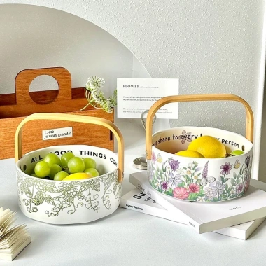 Bát sứ quai gỗ Gọn Decor – Hoa quả, bánh kẹo Tết, họa tết hoa lá, giá 195k