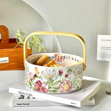 Bát sứ quai gỗ Gọn Decor – Hoa quả, bánh kẹo Tết, họa tết hoa lá, giá 195k