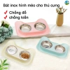 Bát thép không gỉ cho thú cưng - Đôi cho mèo và chó, an toàn, dễ vệ sinh, giá tốt