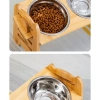 Bát thú cưng điều chỉnh 6 cấp độ, chống đau cổ, bộ 2 bát chân cao tre Moso và bát inox miệng rộng cho mèo và chó 3