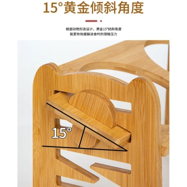 Bát thú cưng điều chỉnh 6 cấp độ, chống đau cổ, bộ 2 bát chân cao tre Moso và bát inox miệng rộng cho mèo và chó 6