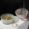 Bát Thủy Tinh Cao Cấp Dập Nổi Họa Tiết Đá Quý Trái Cây Salad - Dễ Dàng Ăn Sáng & Tráng Miệng