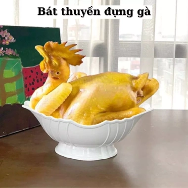 Bát Thuyền Động Gà Nhựa ABS Trắng - Đĩa Đựng Gà và Hoa Quả Cao Cấp 45.000 VND