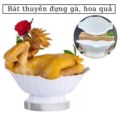 Bát Thuyền Động Gà Nhựa ABS Trắng - Đĩa Đựng Gà và Hoa Quả Cao Cấp 45.000 VND