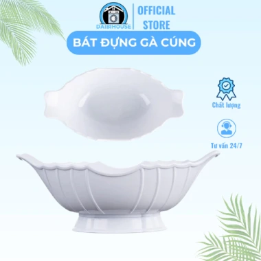 Bát Thuyền Đựng Gà Nhựa Trắng Sứ DABIHOUSE - Cúng Tết, Ngày Rằm, Đựng Trái Cây - 28.000đ