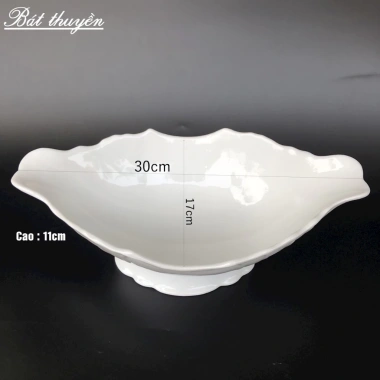 Bát thuyền gốm sứ Bát Tràng trắng - Đĩa đựng gà cúng nguyên, giảm còn 125k