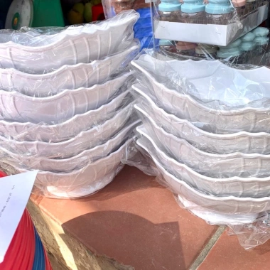 Bát thuyền nhựa phíp an toàn chịu nhiệt – Đựng gà cúng nguyên con, hoa quả, combo 2
