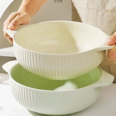 Bát tô sứ lớn vân kẻ, bát canh có tai cầm, giảm giá 33% chỉ 67.000₫
