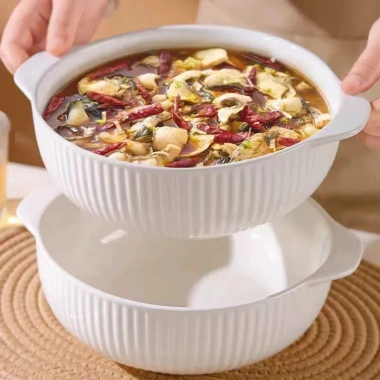 Bát tô sứ lớn vân kẻ, bát canh có tai cầm, giảm giá 33% chỉ 67.000₫ 6 Bát tô sứ lớn vân kẻ, bát canh có tai cầm, giảm giá 33% chỉ 67.000₫ 6