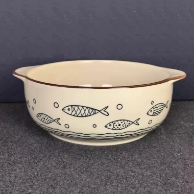 Bát tô sứ lớn vân kẻ, bát canh có tai cầm, giảm giá 33% chỉ 67.000₫
