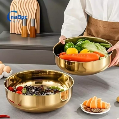 Bát trộn thép không gỉ chịu lực nặng, nắp kín – Nướng bánh, mì ống, salad, phù hợp máy rửa chén, an toàn nhà bếp