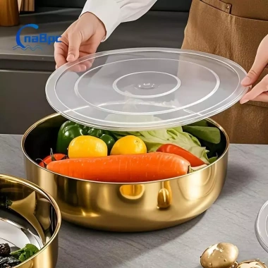 Bát trộn thép không gỉ chịu lực nặng, nắp kín – Nướng bánh, mì ống, salad, phù hợp máy rửa chén, an toàn nhà bếp