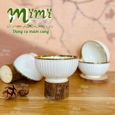 Bát tròn viền vàng vân sọc – Đựng chè, thạch, mâm cúng, bàn ăn 22.000 VND