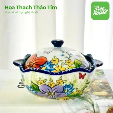 Bát vuông nắp sứ tráng men bóng cao cấp an toàn, dùng trong lò vi sóng, giá ưu đãi 166.801 VND