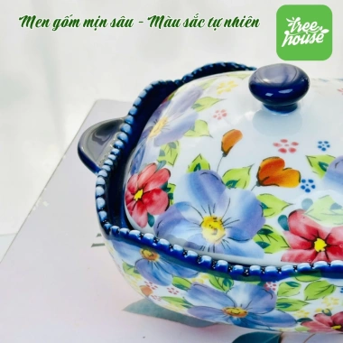 Bát vuông nắp sứ tráng men bóng cao cấp an toàn, dùng trong lò vi sóng, giá ưu đãi 166.801 VND