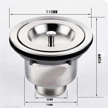 Bầu Xả Thoát Nước Inox 304 110mm-140mm cho Chậu Rửa Bát - Giá 39.000₫