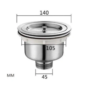 Bầu Xả Thoát Nước Inox 304 110mm-140mm cho Chậu Rửa Bát - Giá 39.000₫