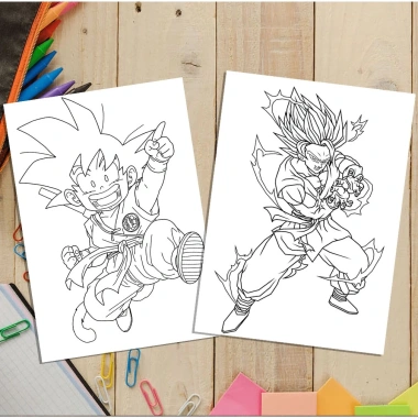 Bảy Viên Ngọc Rồng Dragon Ball - Set 20 tranh tô màu A4 A5 cho màu sáp và chì, manga anime comic, giảm giá 17.900 VND