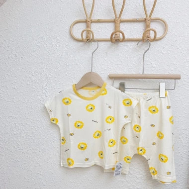 Bé 0-3Y Modal Tay Ngắn 2 Mảnh, Bộ Ngủ Mỏng Breezy Thoáng Khí, Đi Biển Mùa Hè