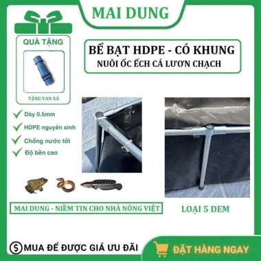 Bể Bạt HDPE 0.5mm Dày, Khung Phi 27, Dễ Vệ Sinh, Tiết Kiệm Diện Tích, Chống Nước, Nuôi Ốc, Éch Cá, Lươn - 970.000 VND