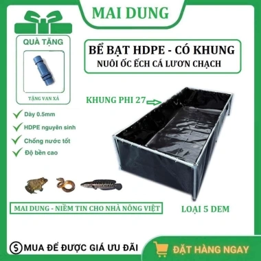 Bể Bạt HDPE 0.5mm Dày, Khung Phi 27, Dễ Vệ Sinh, Tiết Kiệm Diện Tích, Chống Nước, Nuôi Ốc, Éch Cá, Lươn - 970.000 VND 7 Bể Bạt HDPE 0.5mm Dày, Khung Phi 27, Dễ Vệ Sinh, Tiết Kiệm Diện Tích, Chống Nước, Nuôi Ốc, Éch Cá, Lươn - 970.000 VND 7
