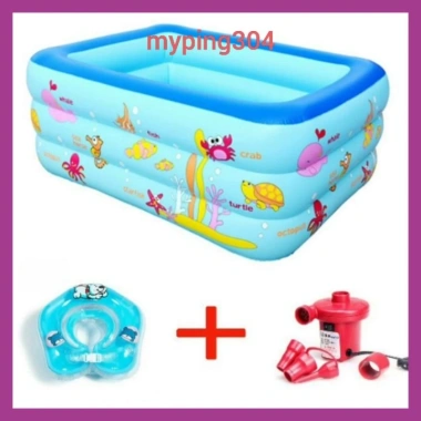 Bể bơi 1m3 cho bé + phao bơi tập, tặng bộ vá - Giá ưu đãi 215.000₫