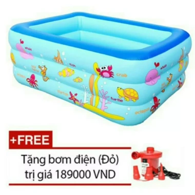 Bể bơi 3 tầng 1m3 kèm bơm điện - Giá chỉ 299.000đ, tiết kiệm không gian