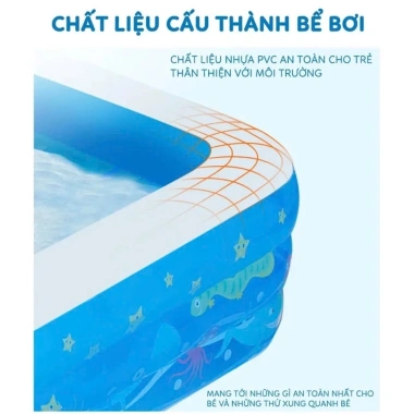 Bể bơi bơm hơi kích thước cho bé - Siêu bền, 2 lớp dày, chống trượt, 80.580₫