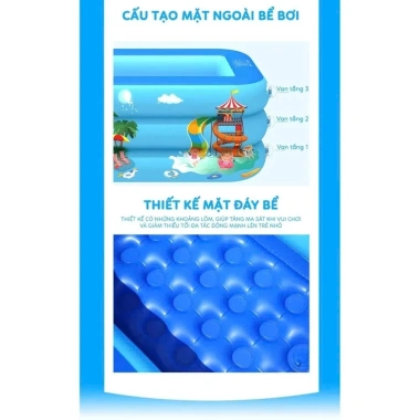 Bể bơi bơm hơi kích thước cho bé - Siêu bền, 2 lớp dày, chống trượt, 80.580₫